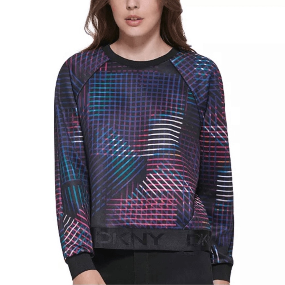 DKNY Multicolor Abstract Printed Logo Scuba
Sweatshirt Size XL
